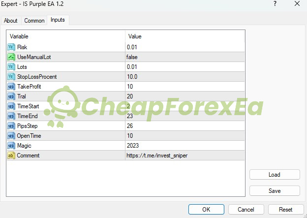 IS Purple EA Source Code MQ4 Inputs