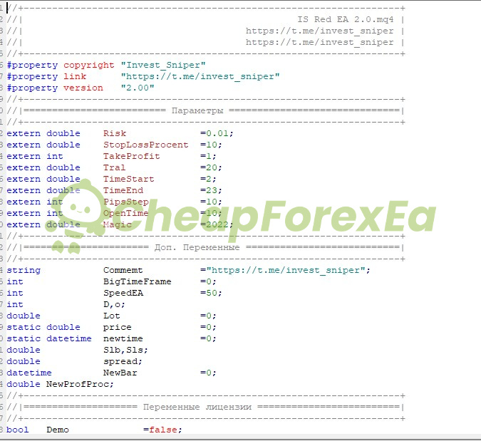 IS Red EA Source Code MQ4 Inputs source code