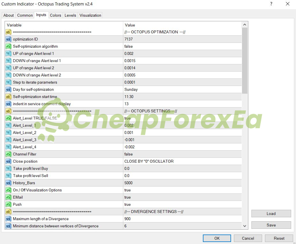 Octopus Trading System MT4 Inputs 1