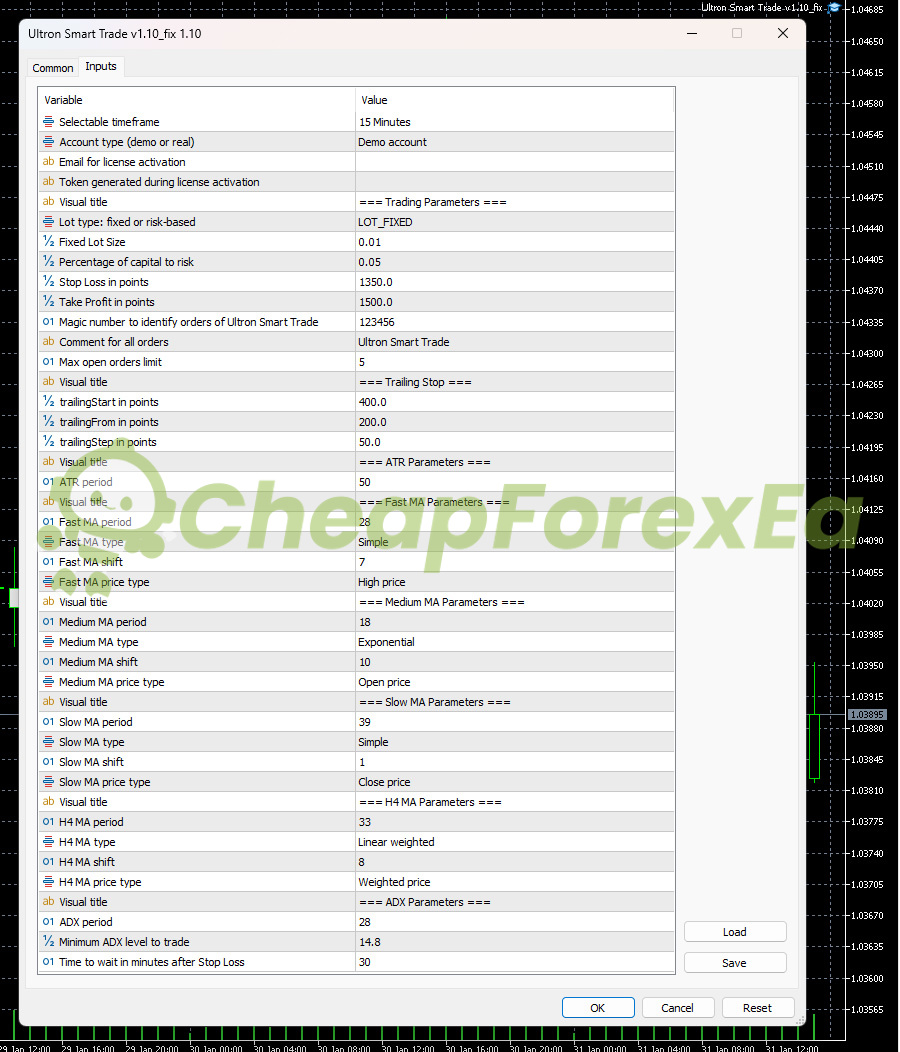 Ultron Smart Trade EA MT5 Inputs