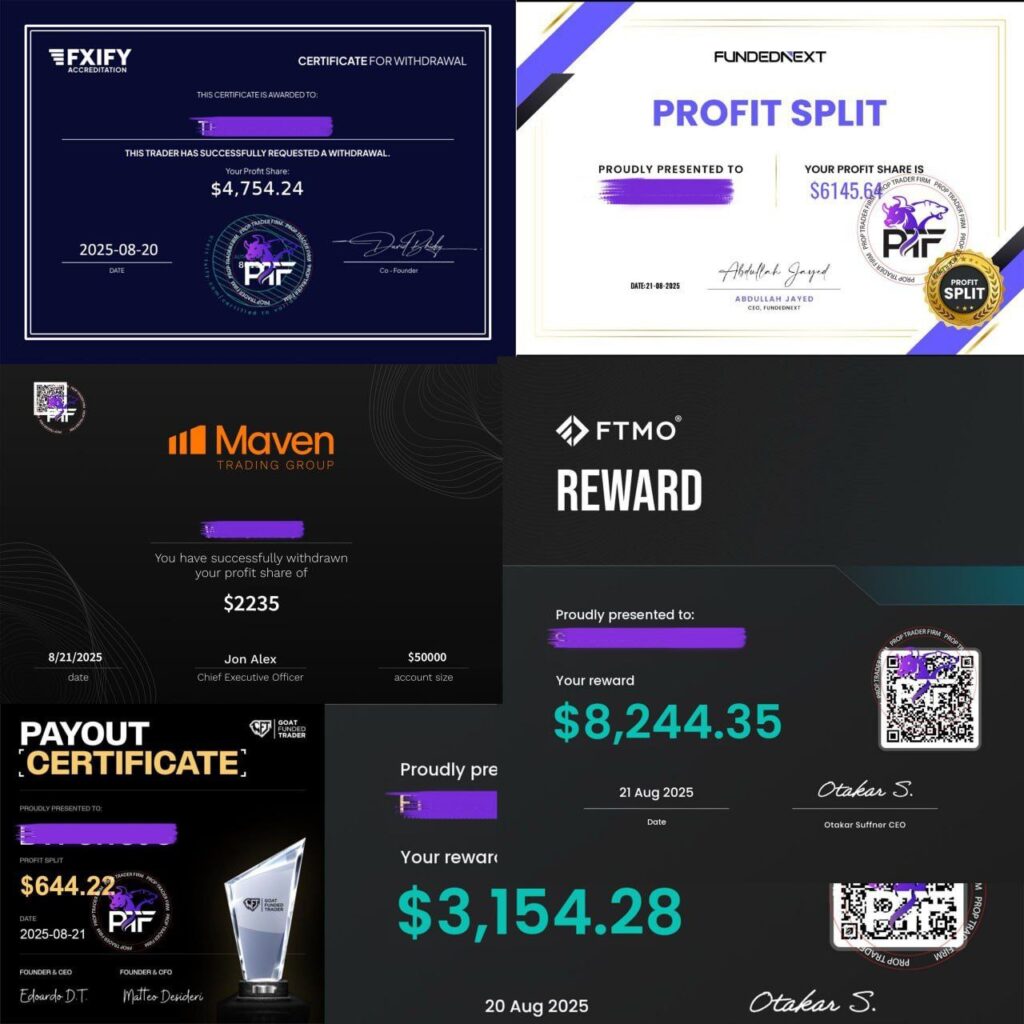 Prop firm payout collage